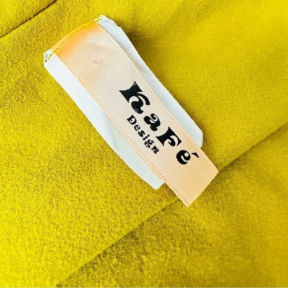 Kafé Design Women’s Sz Large Yellow Off The Shoulder Long Bell Sleeve Dress - Picture 4 of 6